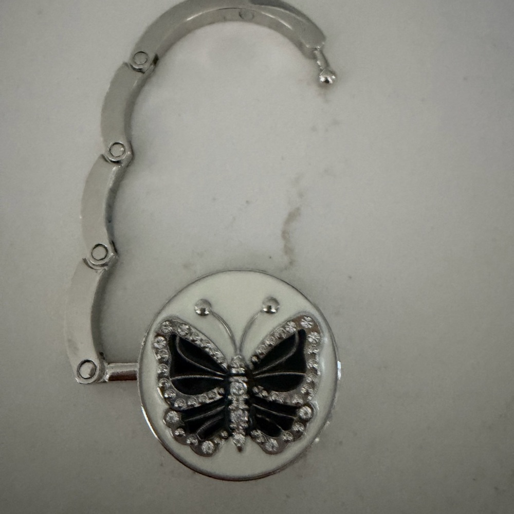 Purse Hook.Elegant Silver and Black Butterfly Hook